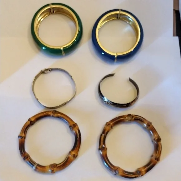 SOLD!! Vintage Bundle of 6 Beautiful Bangle & Cuff Bracelets! - Picture 3 of 12